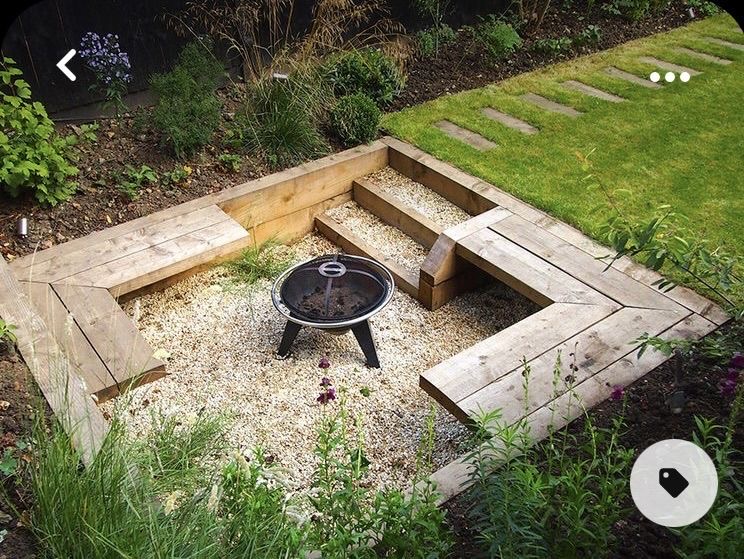 Timber deck fire pit lounge with lanterns