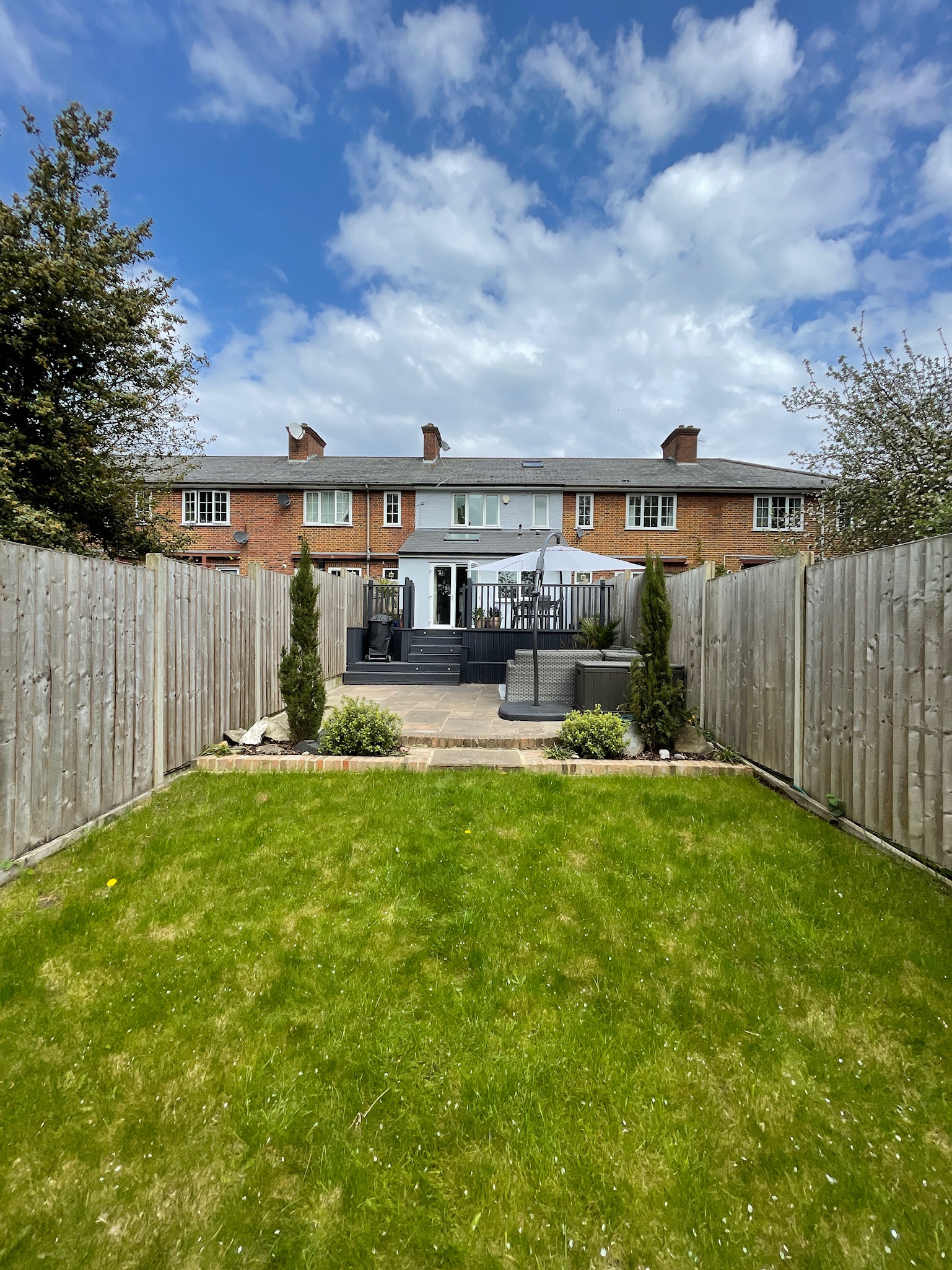 Existing lawn viewed from the house towards the deck